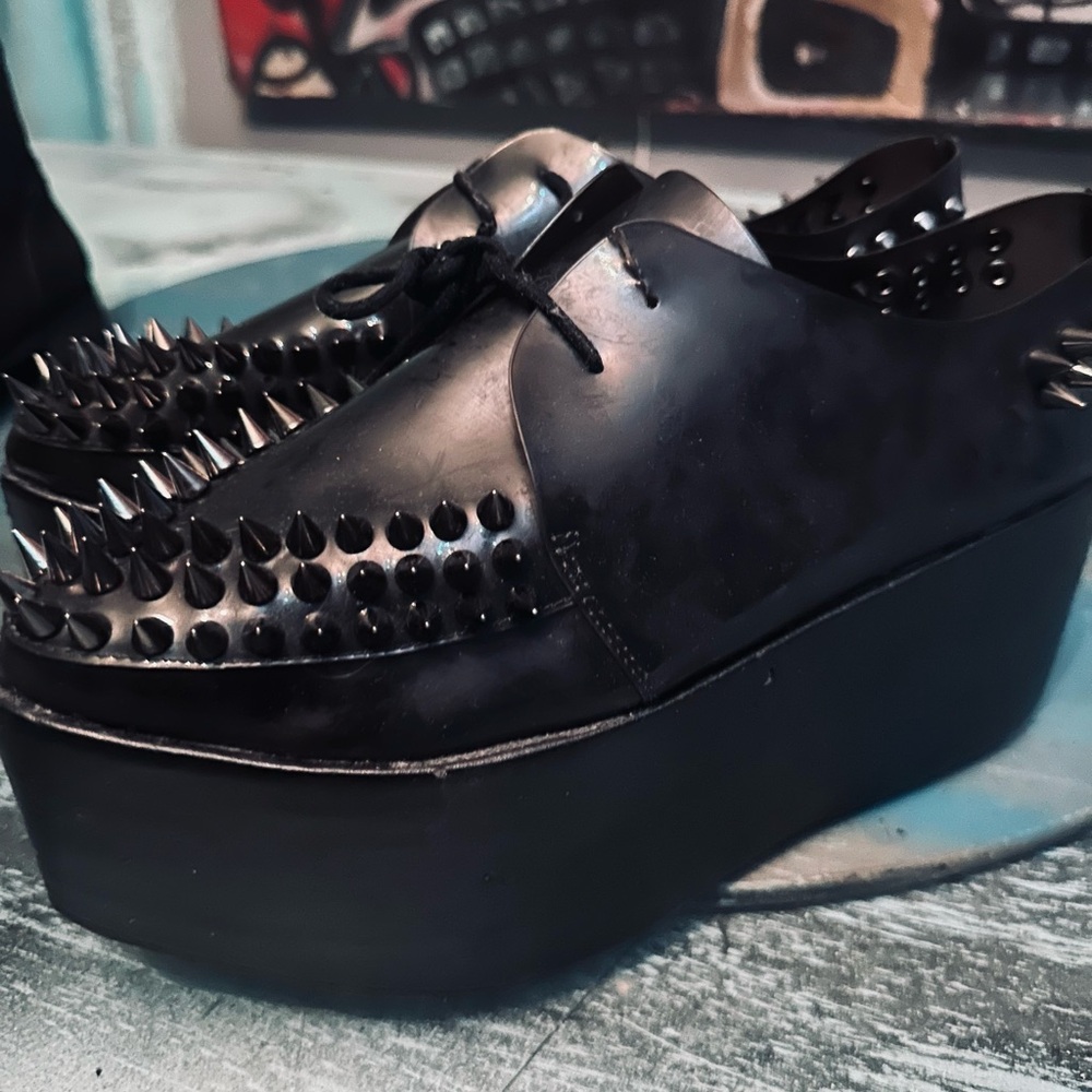 Jeffrey Campbell Black Spiked Platform creeper style shoes